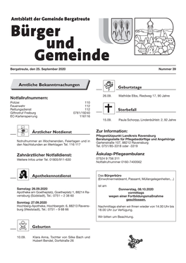 Amtliche Bekanntmachungen Geburtstage