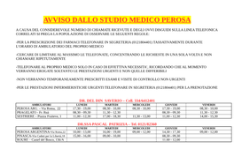 Avviso Dallo Studio Medico Perosa