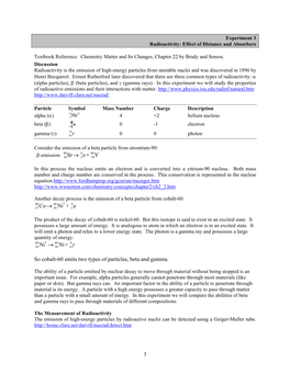 Experiment 3 Radioactivity: Effect of Distance and Absorbers