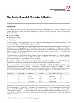 Adobe Technical Note #5093: the Adobe-Korea1-2 Character Collection 2