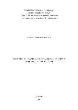 A Revista Lusitania E a Colônia Portuguesa Do Rio De Janeiro