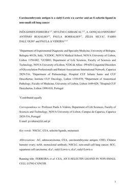 1 Carcinoembryonic Antigen Is a Sialyl Lewis X/A Carrier and an E-Selectin