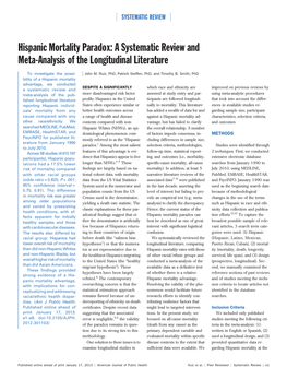 Hispanic Mortality Paradox: a Systematic Review and Meta-Analysis of the Longitudinal Literature