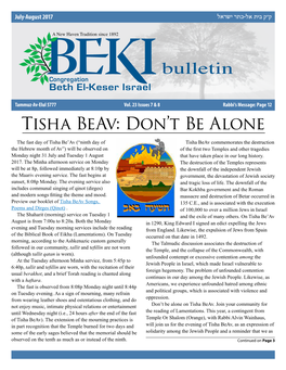 Tisha Beav: Don’T Be Alone