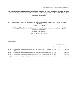 B REGULATION (EU) No 1315/2013 of the EUROPEAN