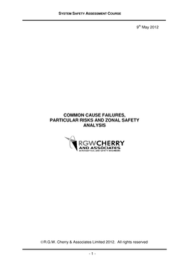 Common Cause Failures, Particular Risks and Zonal Safety Analysis