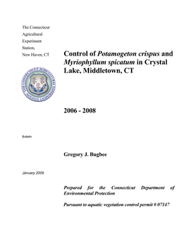 Control of Potamogeton Crispus and Myriophyllum Spicatum in Crystal Lake, Middletown, CT