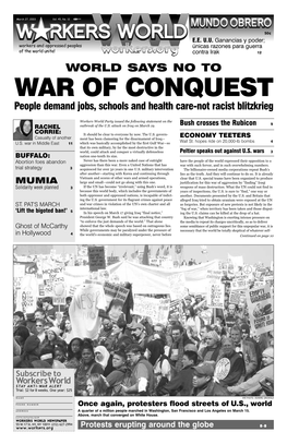 WORLD SAYS NO to WAR of CONQUEST People Demand Jobs, Schools and Health Care-Not Racist Blitzkrieg