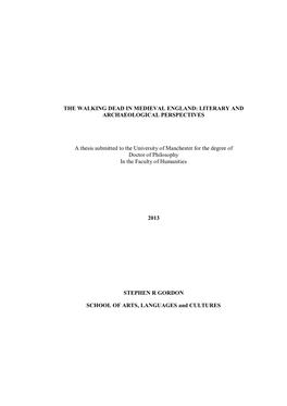 The Walking Dead in Medieval England: Literary and Archaeological Perspectives