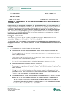 MEMORANDUM Ecological Assessment