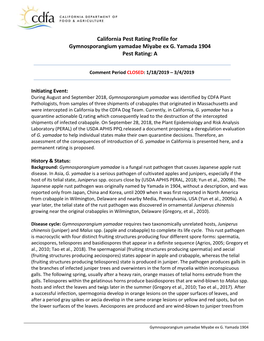 Gymnosporangium Yamadae Miyabe Ex G. Yamada 1904 Pest Rating: A