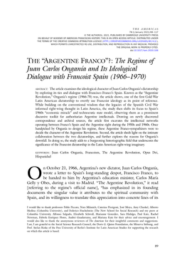 THE “ARGENTINE FRANCO”?: the Regime of Juan Carlos Onganía and Its Ideological Dialogue with Francoist Spain (1966–1970)