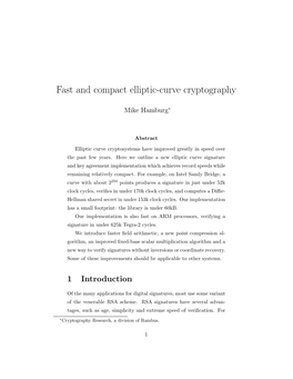 Fast and Compact Elliptic-Curve Cryptography