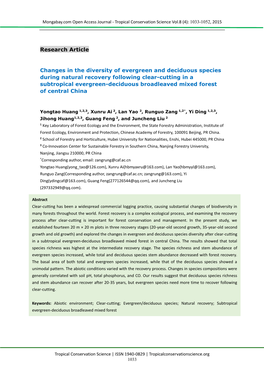 Changes in the Diversity of Evergreen and Deciduous Species During