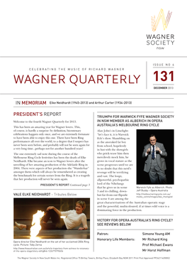 Wagner Quarterly 131, December 2013