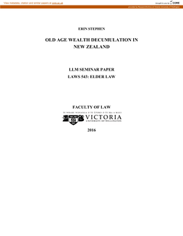 Old Age Wealth Decumulation in New Zealand