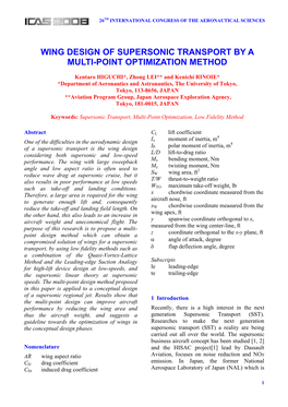 Wing Design of Supersonic Transport by a Multi-Point Optimization Method