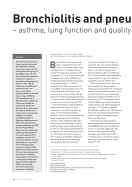 Bronchiolitis and Pneumonia in Infancy – Asthma, Lung Function and Quality of Life at a 30-Year Follow-Up