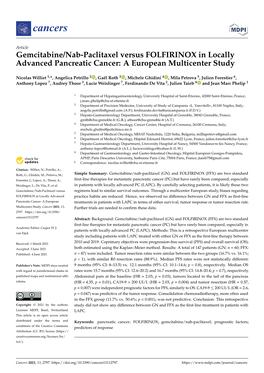 Gemcitabine/Nab-Paclitaxel Versus FOLFIRINOX in Locally Advanced Pancreatic Cancer: a European Multicenter Study