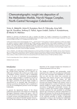 Chemostratigraphic Insight Into Deposition of the Melkedalen Marble 35