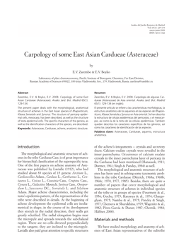 Carpology of Some East Asian Cardueae (Asteraceae)