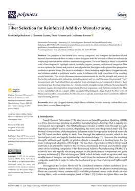 Fiber Selection for Reinforced Additive Manufacturing