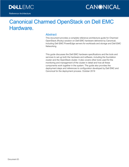 Canonical Charmed Openstack on Dell EMC Hardware