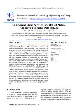 Commercial Cloud Services for a Robust Mobile Application Backend Data Storage Folasade M