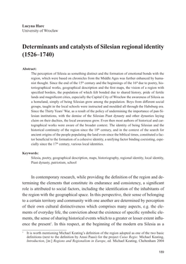 Determinants and Catalysts of Silesian Regional Identity (1526–1740)