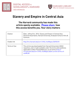 Slavery and Empire in Central Asia