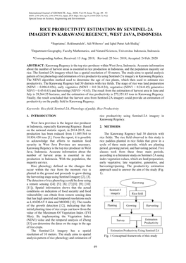 Rice Productivity Estimation by Sentinel-2A Imagery in Karawang Regency, West Java, Indonesia