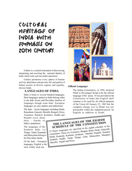 Cultural Heritage of India with Emphasis on 20Th Century