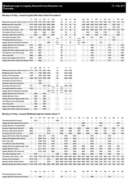 17, 17A, X17 Middlesbrough to Ingleby Barwick/Yarm/Stockton Via