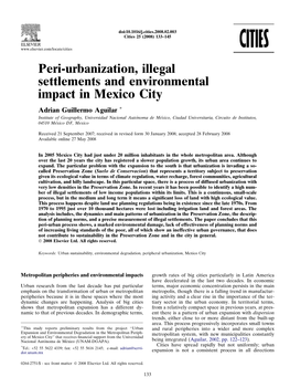 Peri-Urbanization, Illegal Settlements and Environmental Impact In