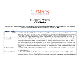 Glossary of Terms COVID-19