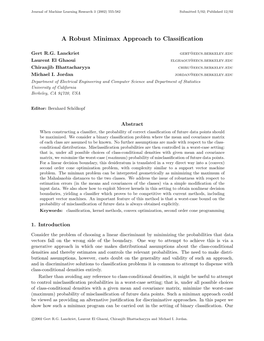 A Robust Minimax Approach to Classification