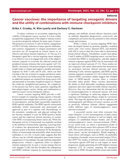 Cancer Vaccines: the Importance of Targeting Oncogenic Drivers and the Utility of Combinations with Immune Checkpoint Inhibitors