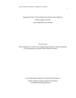 1 Integración Urbana Y Sociocultural Entre Soacha Y Bosa (Bogotá)