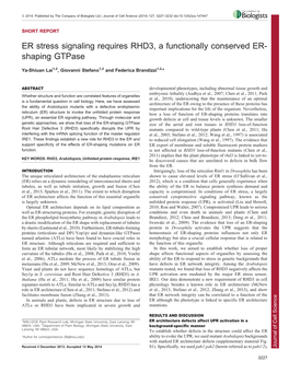 ER Stress Signaling Requires RHD3, a Functionally Conserved ER