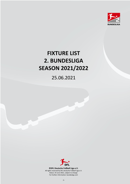 Fixture List 2. Bundesliga Season 2021/2022 25.06.2021
