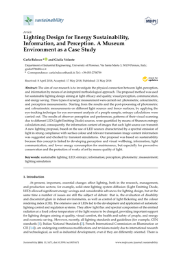 Lighting Design for Energy Sustainability, Information, and Perception