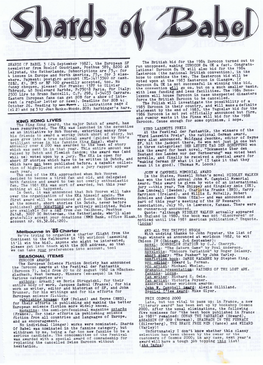 SHARDS of BABEL 3 (24 September 1982), the European SF Run Unopposed, Making EUROCON 84 UK a Fact