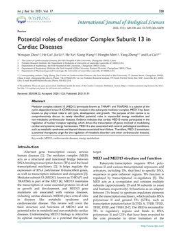 Potential Roles of Mediator Complex Subunit 13 in Cardiac Diseases