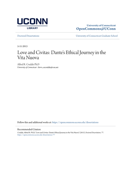 Love and Civitas: Dante's Ethical Journey in the Vita Nuova Alfred R