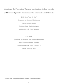 Viscuit and the Fluctuation Theorem Investigation of Shear Viscosity by Molecular Dynamics Simulations: the Information and the Noise