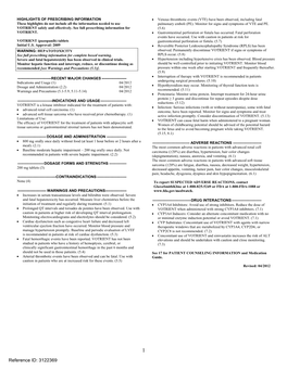 VOTRIENT (Pazopanib) Tablets Gastrointestinal Perforation Or Fistula