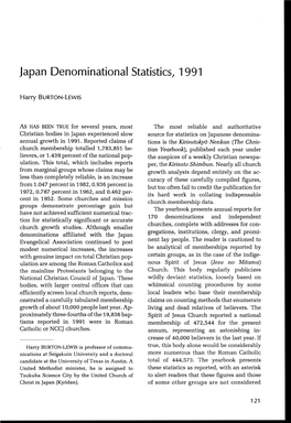 Japan Denominational Statistics, 1991