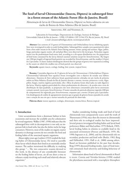 The Food of Larval Chironomidae (Insecta, Diptera) in Submerged