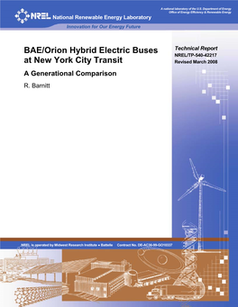 BAE/Orion Hybrid Electric Buses at New York City Transit: a Generational Comparison