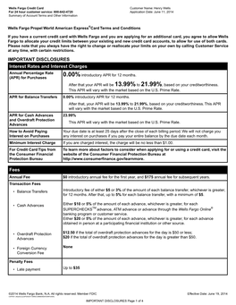 IMPORTANT DISCLOSURES Interest Rates and Interest Charges Fees